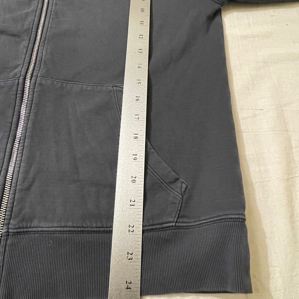 Athleta Womens Medium Charcoal Gray Blue Cotton Zip Raglan Hoodie Sweatshirt - Picture 9 of 10